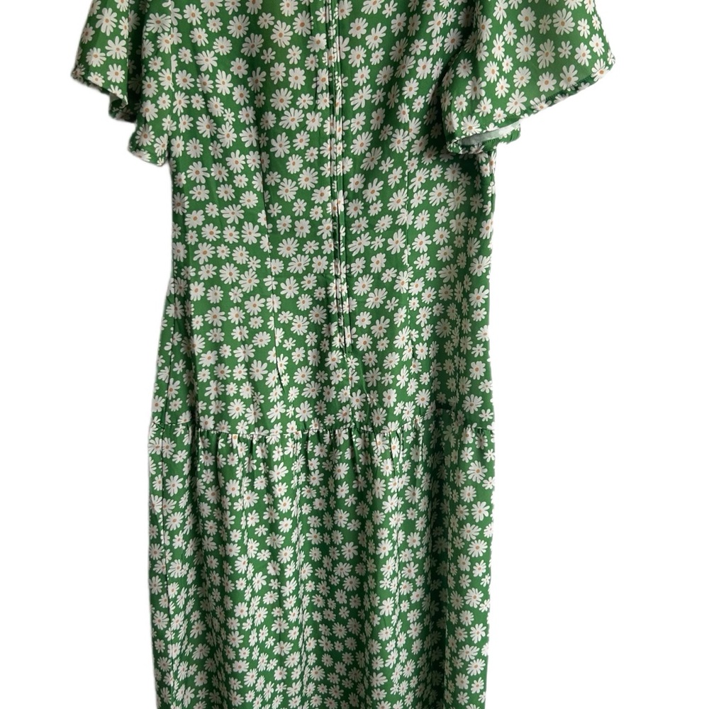 Elegant Green Floral Midi Dress - Picture 4 of 7